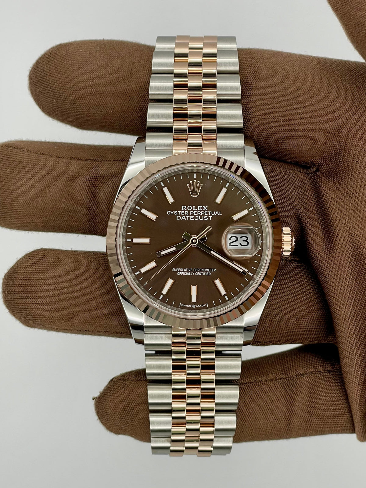 NEW 2025 Rolex RG/SS Datejust Chocolate index 36mm 126231-0043
