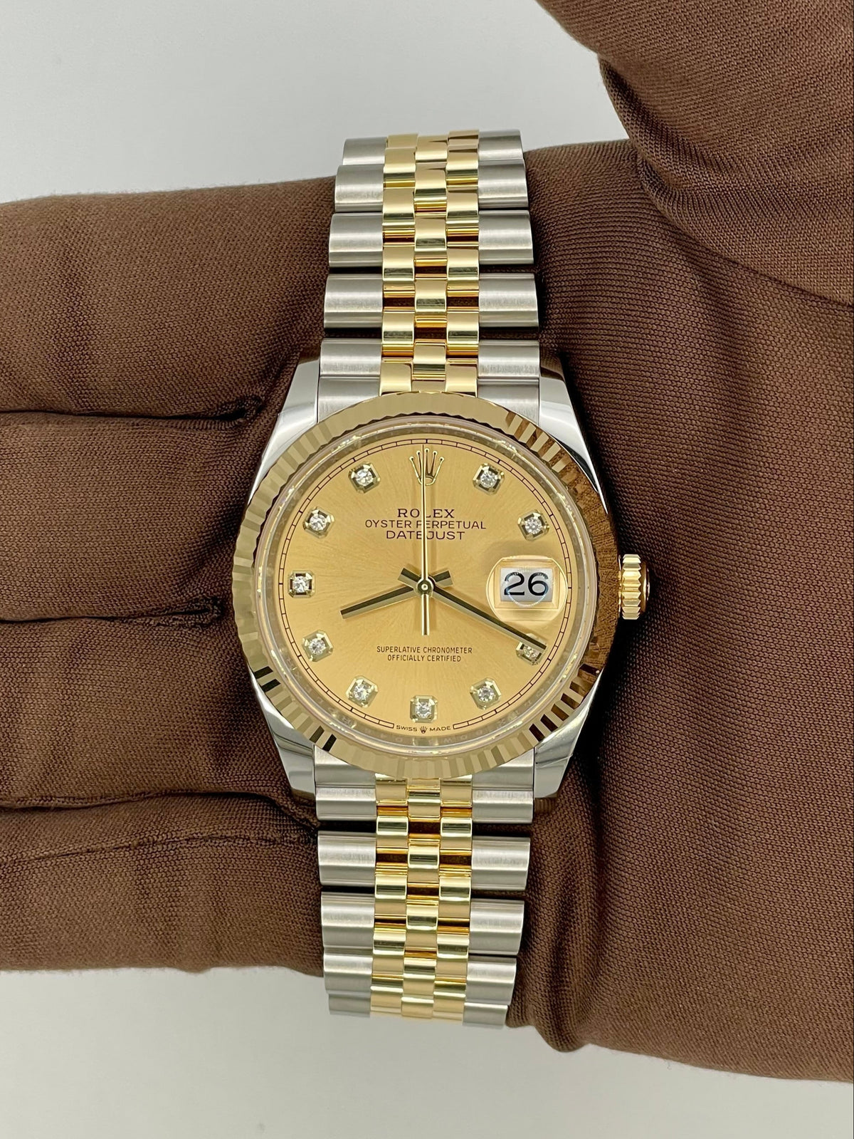 NEW 2025 Rolex YG/SS Datejust Champagne Diamond 36mm 126233-0017