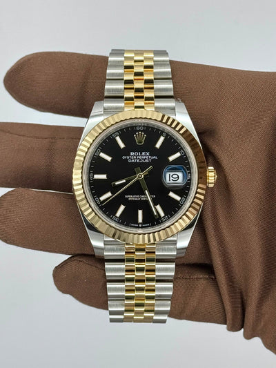 2025 Rolex Datejust Black 41mm Stainless Steel/Yellow Gold 126333-0014