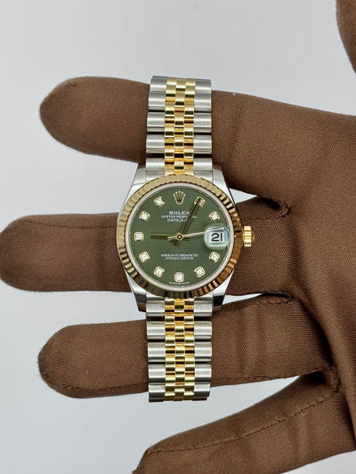 2025 Rolex Datejust Green Diamond Dial 31mm Stainless Steel/Yellow Gold 278273-0030