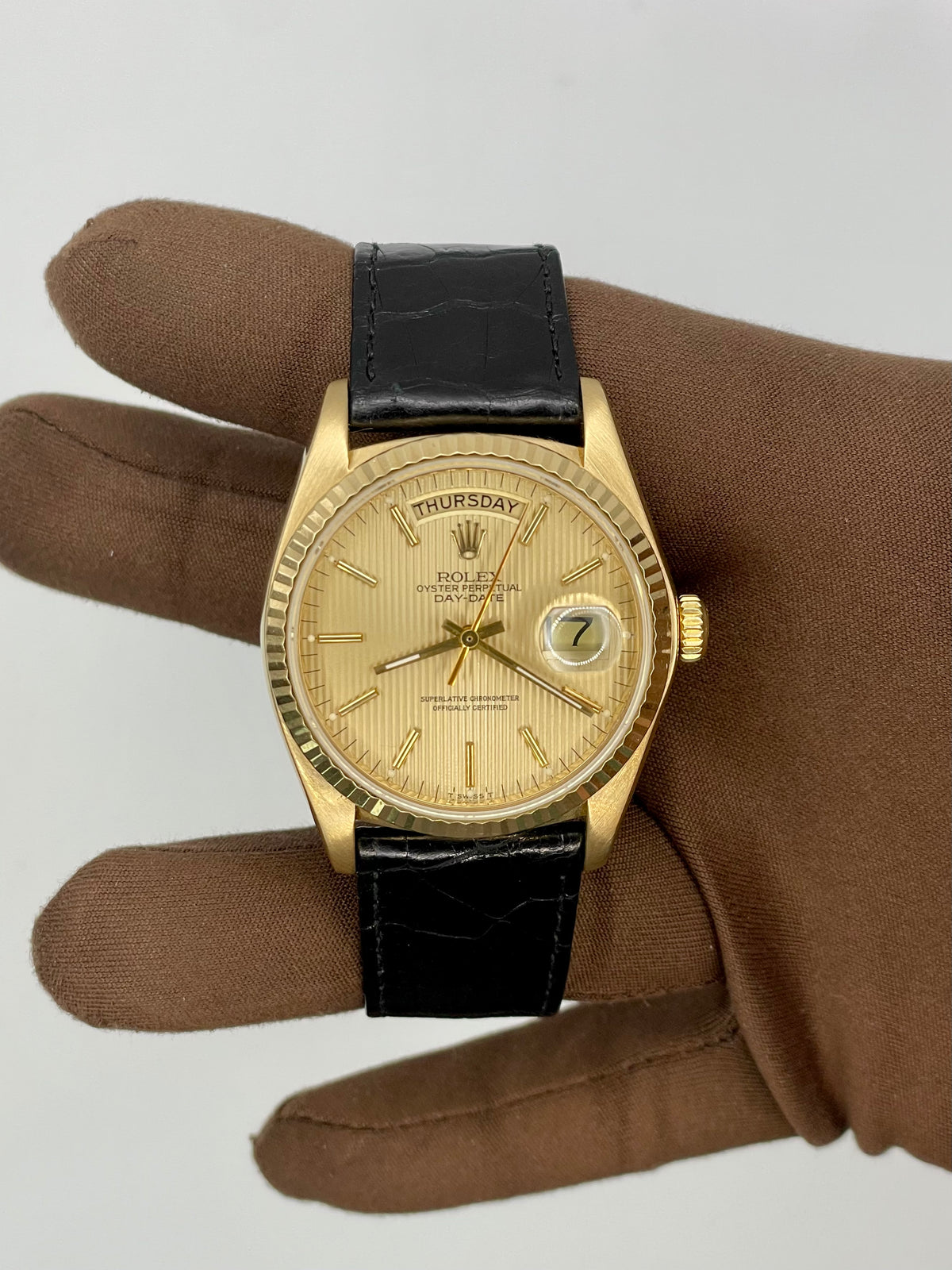 Rolex Day-Date 36mm Champagne Tapestry Dial 18038