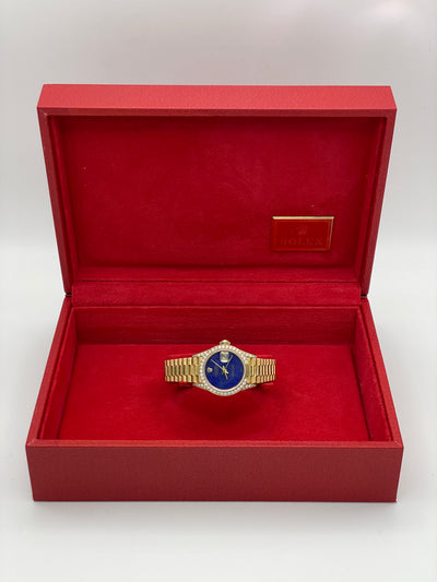 1985 Rolex Datejust Crown Collection Factory Lapis Dial 26mm Yellow Gold 69158
