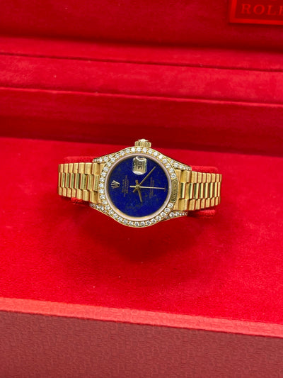 1985 Rolex Datejust Crown Collection Factory Lapis Dial 26mm Yellow Gold 69158