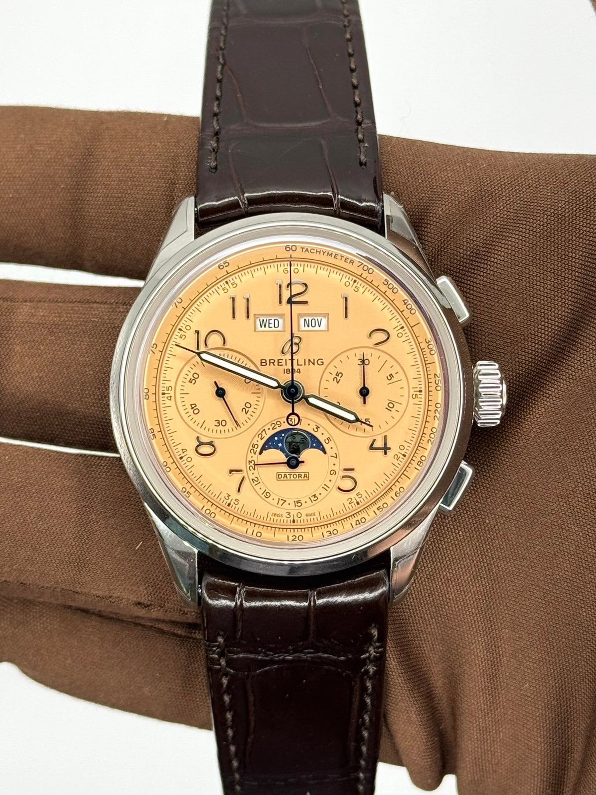 NEW 2025 Breitling Premier B25 Datora 42mm Salmon Dial AB2510201K1P1