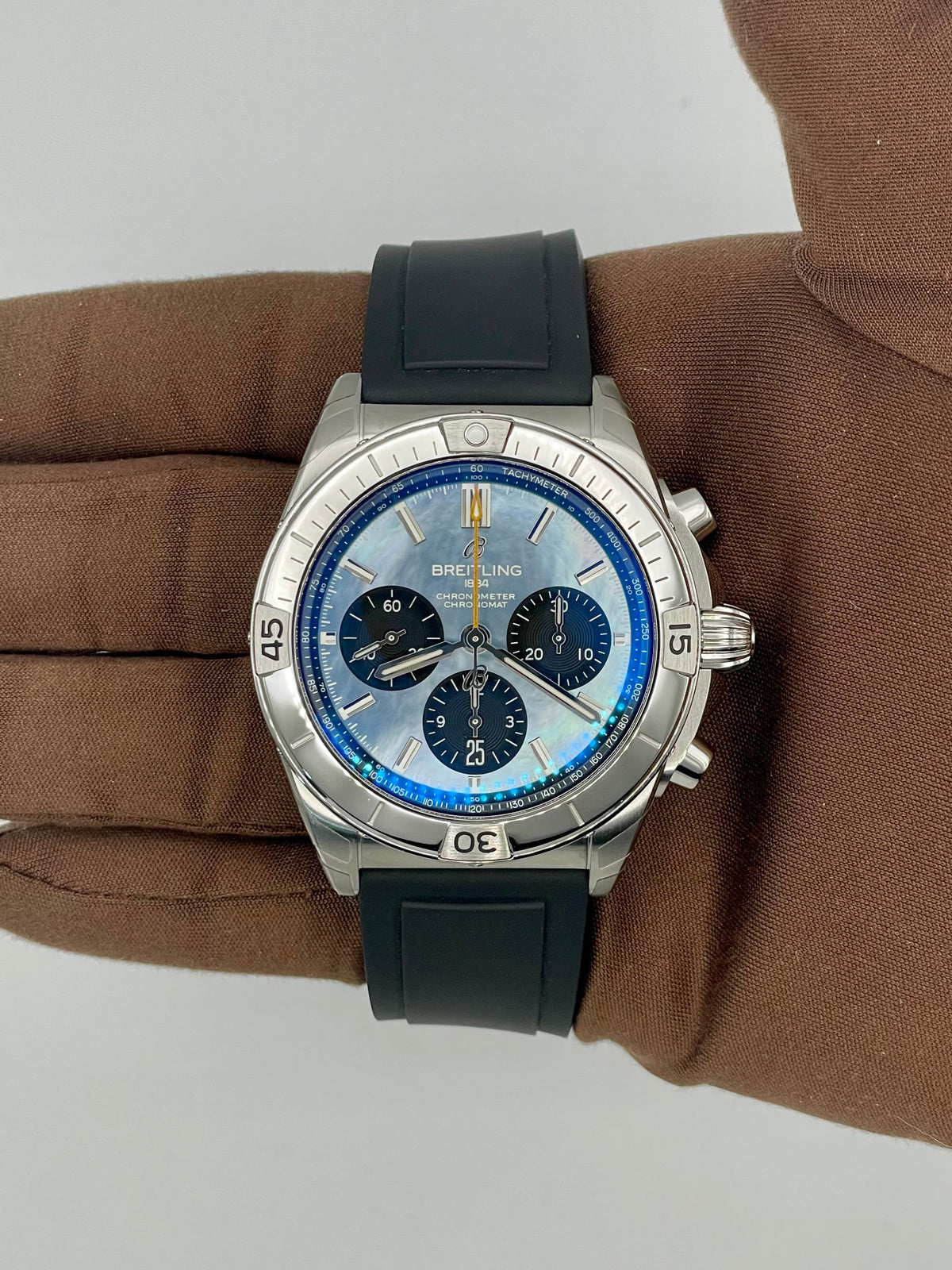 Breitling Chronomat B01 Blue MOP Dial Platinum Bezel 42mm Limited Edition of 50 pcs PB01341A1C1S1