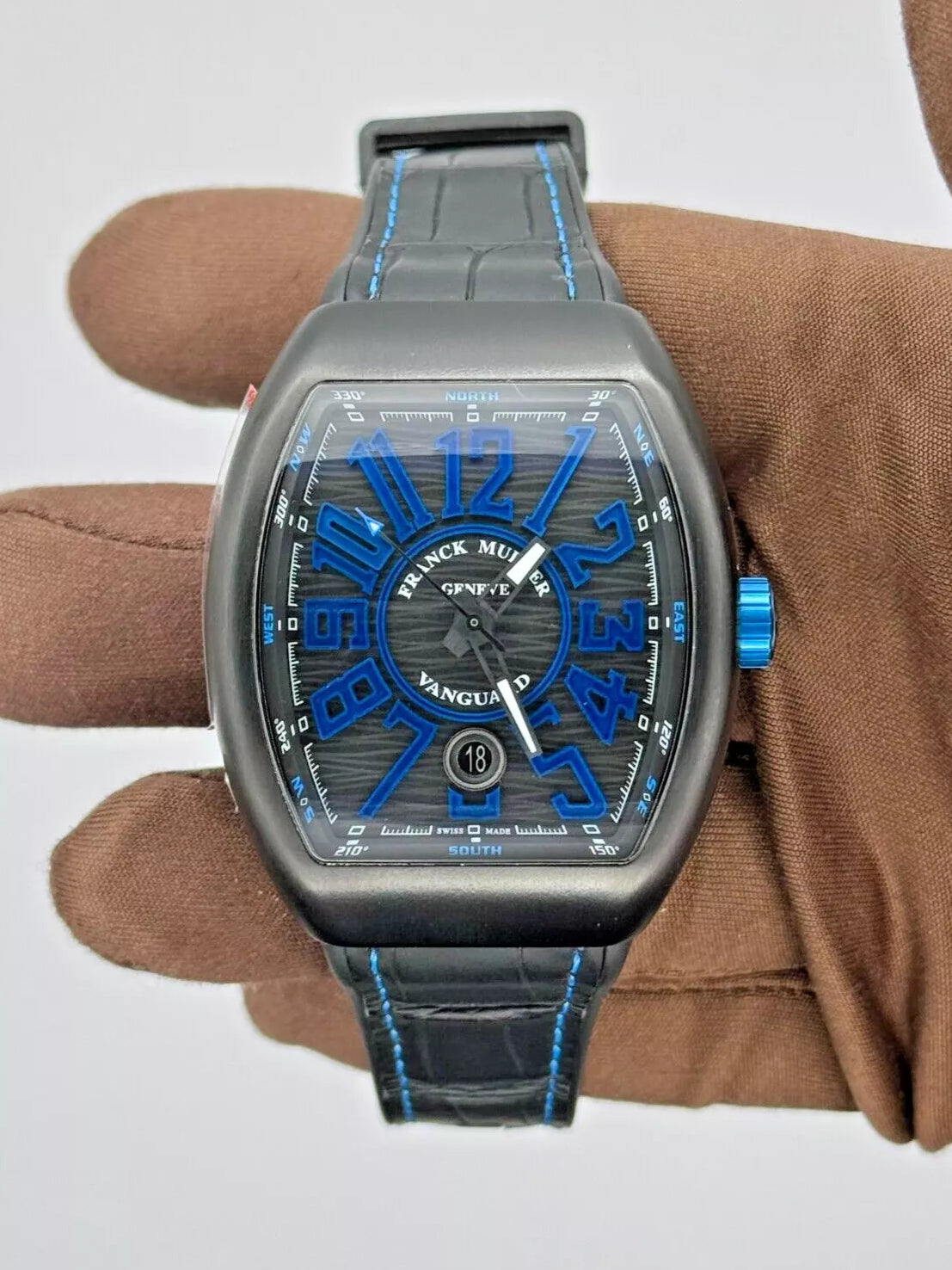 NEW 2024 Franck Muller PVD Black Vanguard Yachting Blue V 41 SC DT BR NR TC AR BLBL