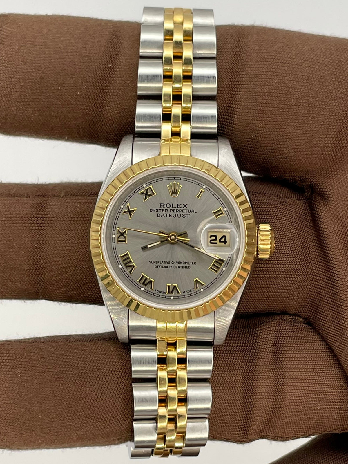 Vintage 1995 Rolex SS/YG Datejust Silver Roman 26mm 69173 W-serial