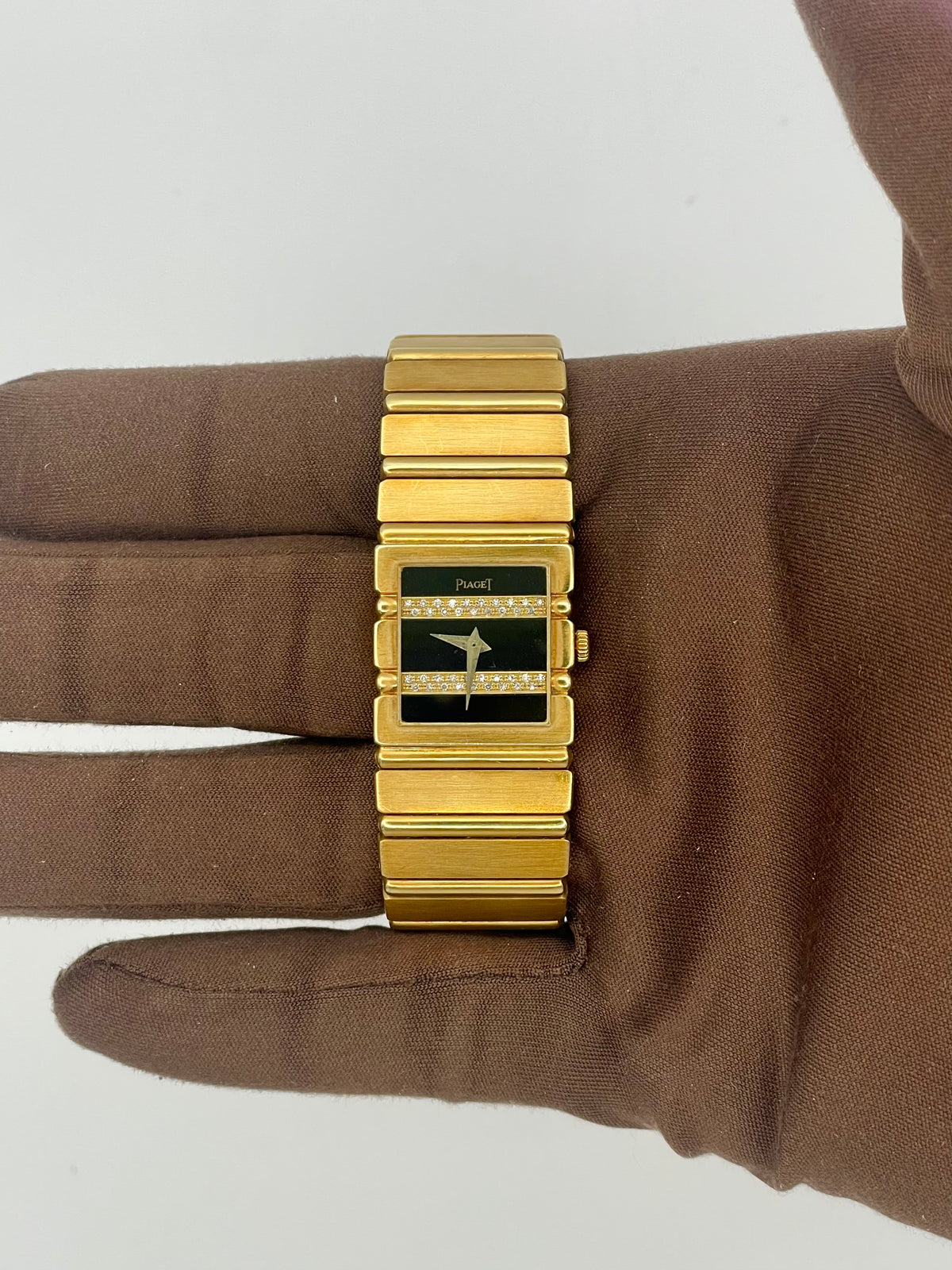 1980s Piaget Polo 18kt Yellow Gold Onyx Diamond Dial 8131 C 701