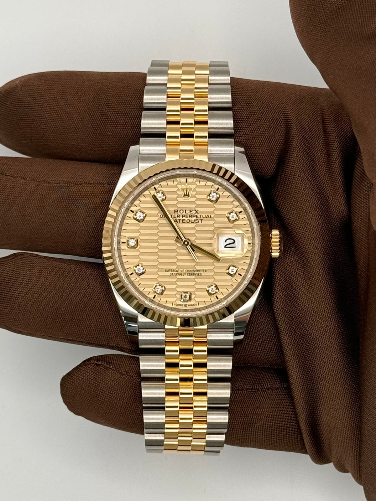 NEW 2024 Rolex YG/SS Datejust Motif Dial 36mm 126233-0045