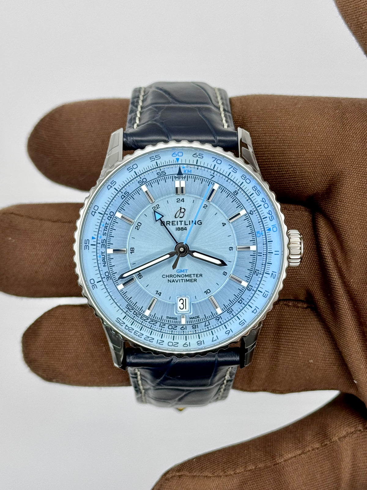 NEW 2025 Breitling Navitimer GMT Automatic 41mm Ice Blue Dial A32310171C1P1