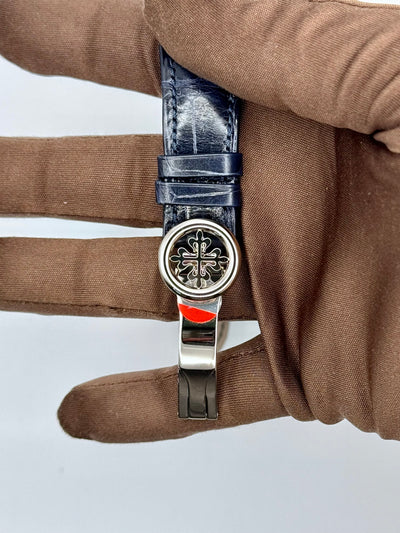 2025 Patek Philippe Complications Annual Calendar Moon Phases Blue Baguette Diamond 38mm White Gold 5396G-017