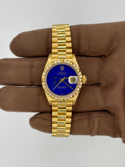 1994 Rolex Lady-Datejust Factory Lapis Dial 26mm Yellow Gold 69258
