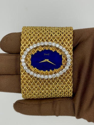 1973 Piaget Intrinsic Custom Diamond Bezel Lapis Lazuli Dial Yellow Gold 9850 N 38