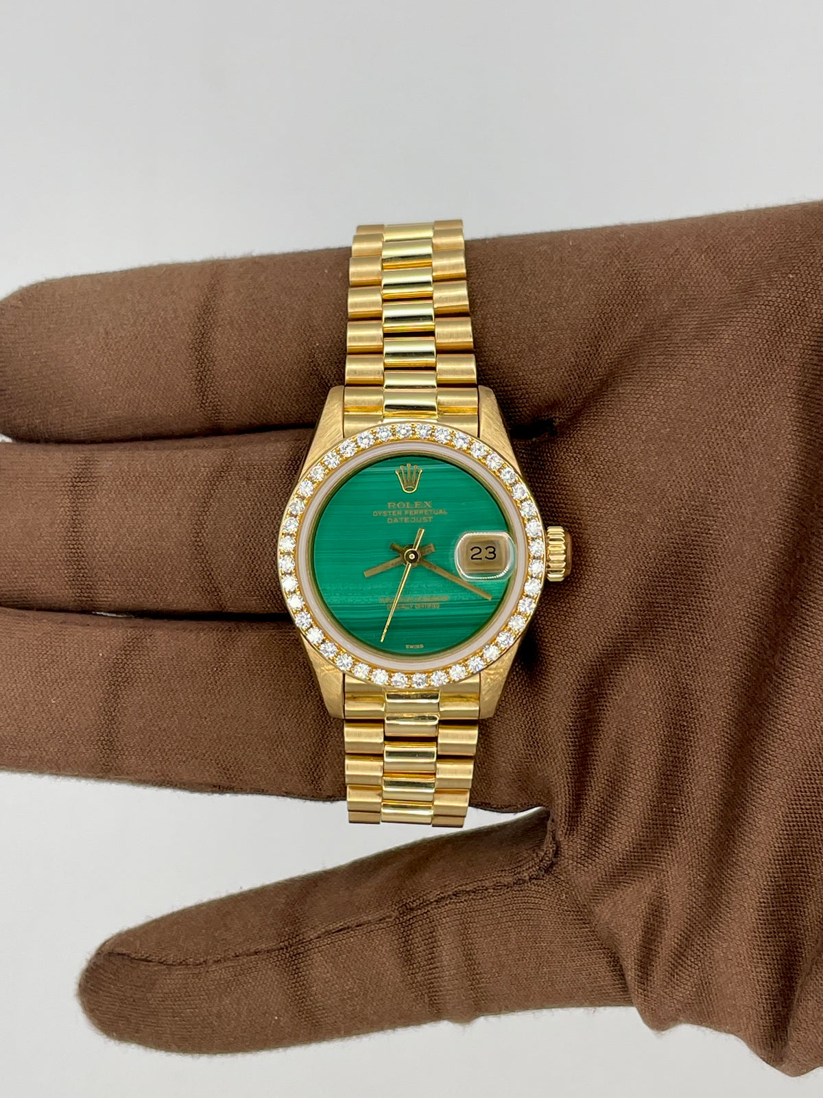 1991 Rolex Lady-Datejust Factory Malachite Dial 26mm Yellow Gold 69138