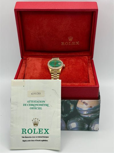 1991 Rolex Lady-Datejust Factory Malachite Dial 26mm Yellow Gold 69138