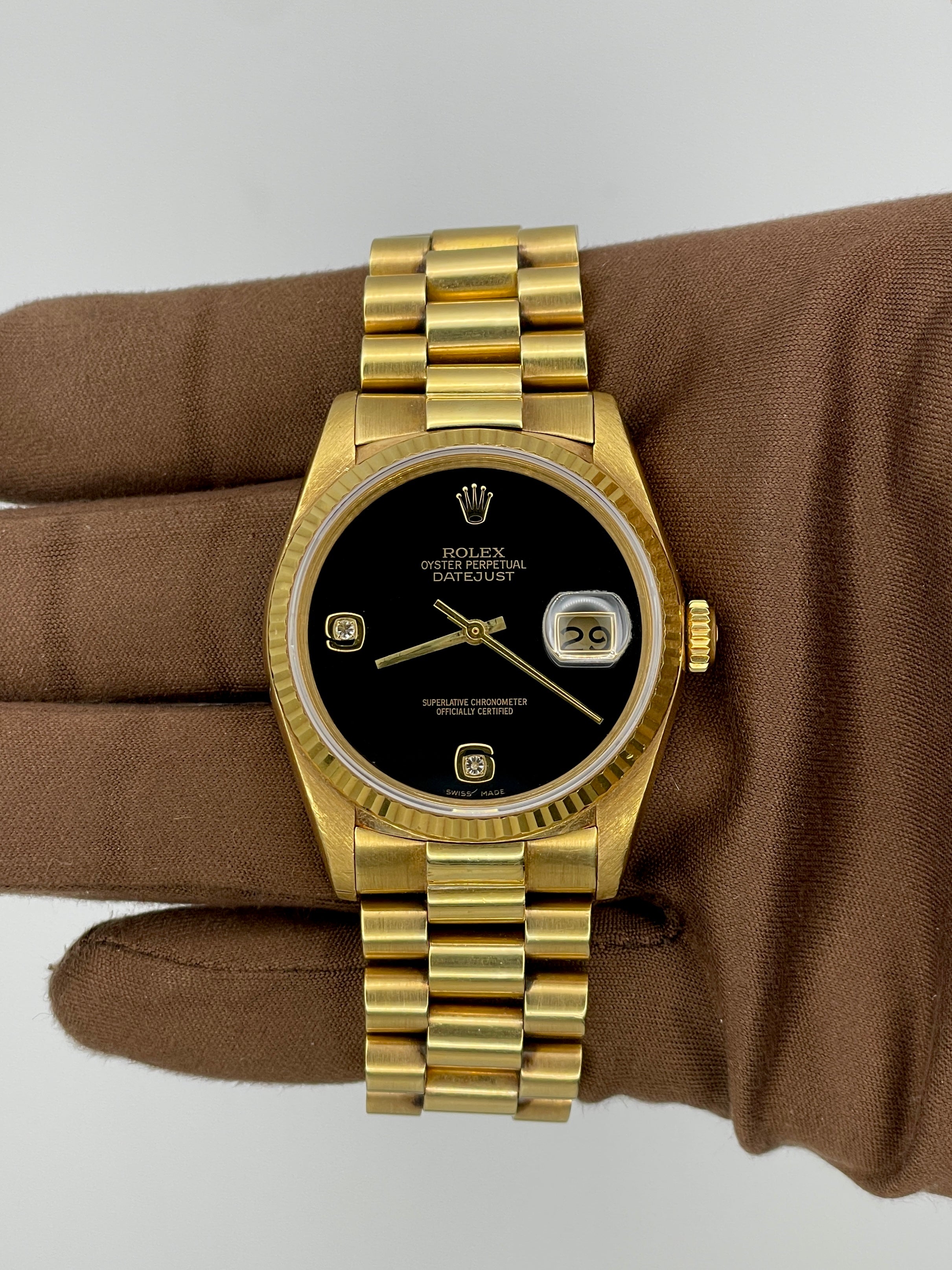 1989 Rolex Datejust Onyx Dial 36mm Yellow Gold 16238 – Reference