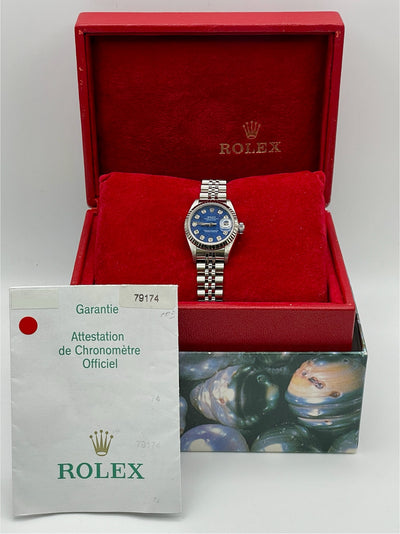 2003 Rolex Datejust Sodalite Dial 26mm Stainless Steel 79174