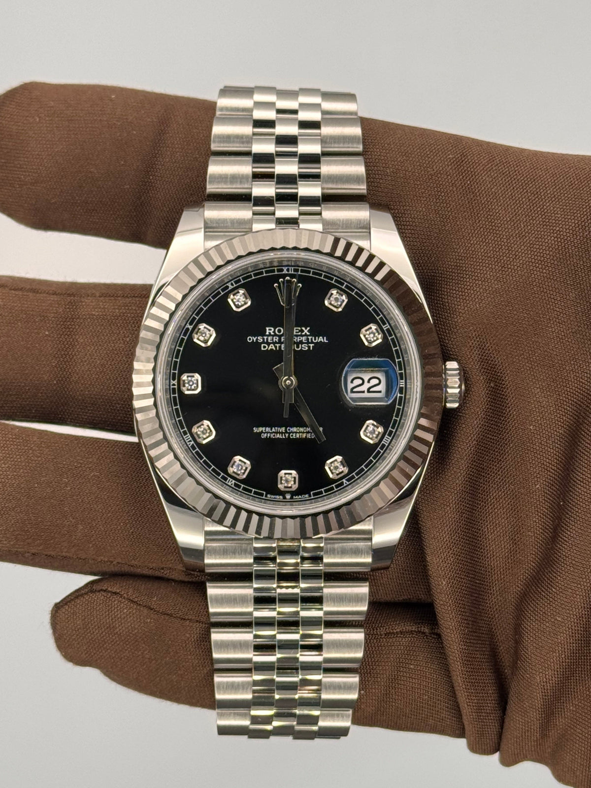 NEW 2024 Rolex Steel Datejust Black Diamond 41mm 126334-0012