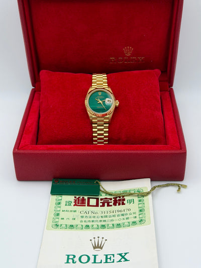 1996 Rolex Datejust Malachite 26mm Yellow Gold 69178