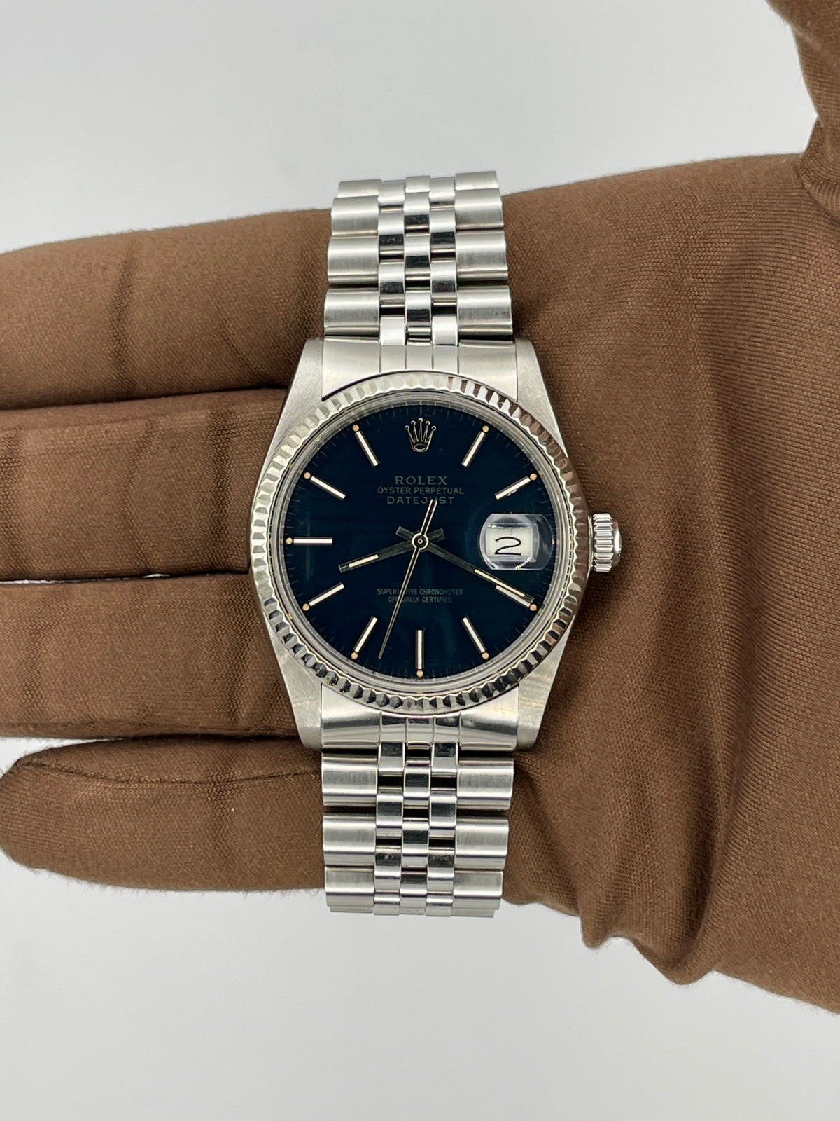 1984 Rolex Datejust Blue Dial 36mm Stainless Steel/White Gold 16014
