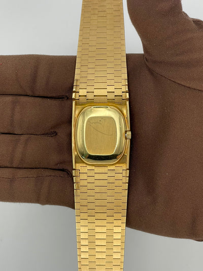 1970 Omega Wood Dial 29 x 32mm Yellow Gold Wide 1970s