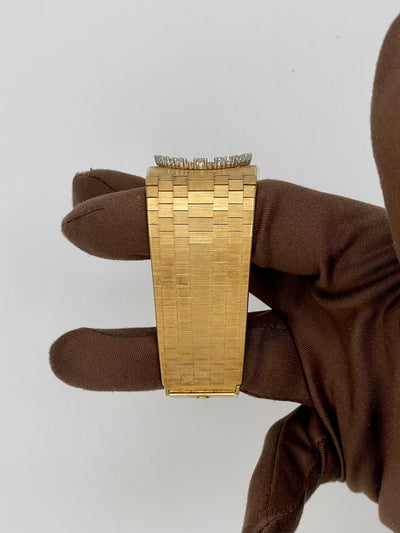1970 Omega Wood Dial 29 x 32mm Yellow Gold Wide 1970s