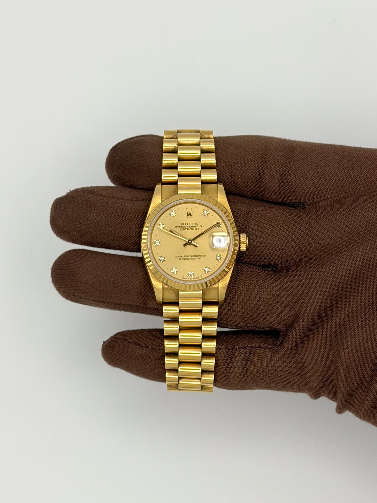 1996 Rolex Datejust 31 President 31mm Yellow Gold 68278