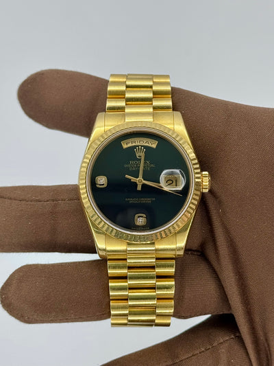 2004 Rolex Day-Date Onyx Dial Full Set 36mm Yellow Gold 118238