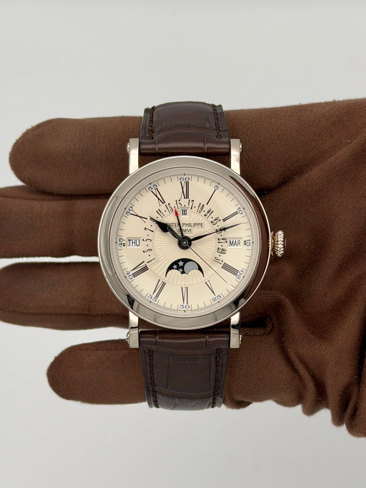 2014 Patek Philippe Perpetual Calendar Moonphase Grand Complication 38mm White Gold 5159G-001
