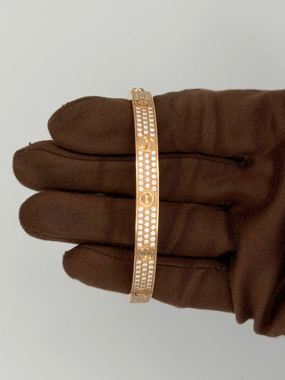 2021 Cartier Pave Love Bracelet 19 Rose Gold with Diamonds Love Bracelet