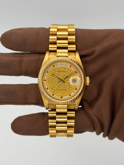 1984 Rolex Day-Date Missoni Ruby 36mm Yellow Gold 18038