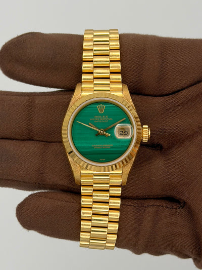 1996 Rolex Datejust Malachite 26mm Yellow Gold 69178