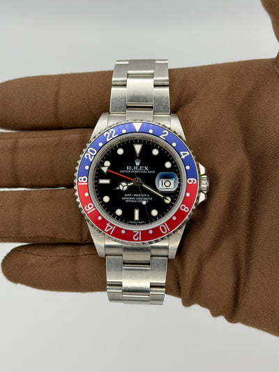 2007 Rolex GMT-Master II Pepsi "Error" Dial 40mm Stainless Steel 16710