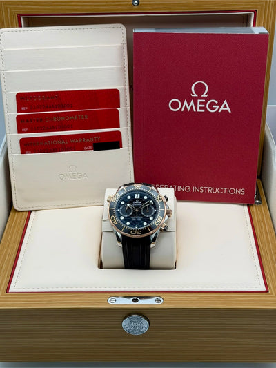 2023 Omega Seamaster Diver 300M Omega Co-Axial Master Chronometer Chronograph 44mm Stainless Steel/Sedna Gold 210.22.44.51.01.001
