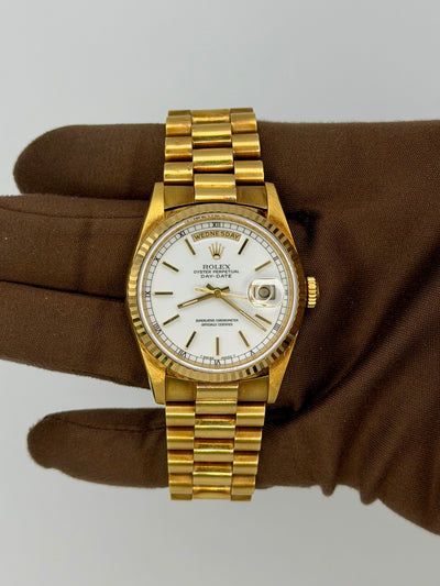 1995 Rolex Day-Date Porcelain Dial 36mm Yellow Gold 18238