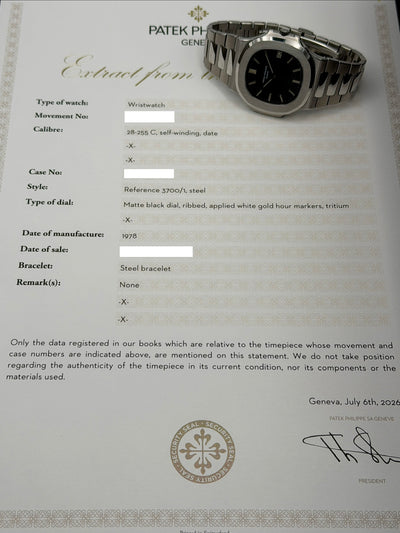 1978 Patek Philippe Nautilus 42mm Stainless Steel 3700