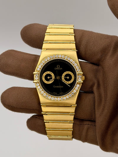 1993 Omega Constellation Day-Date Onyx Dial 34mm Yellow Gold 496.1071