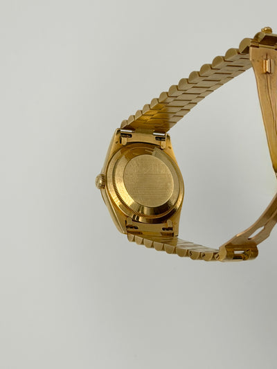 1990 Rolex Day-Date Blue Vignette Diamond Dial 36mm Yellow Gold 18238